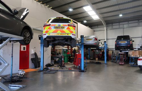 ambulance in workshop